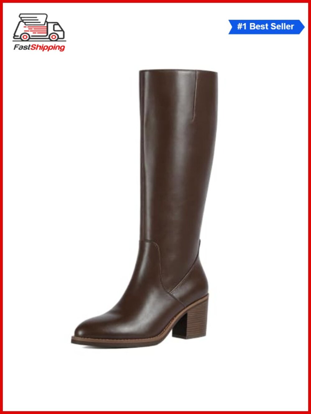 ✨ Women's Knee High Boots Chunky Heel Faux Leather Tall Fall Boots